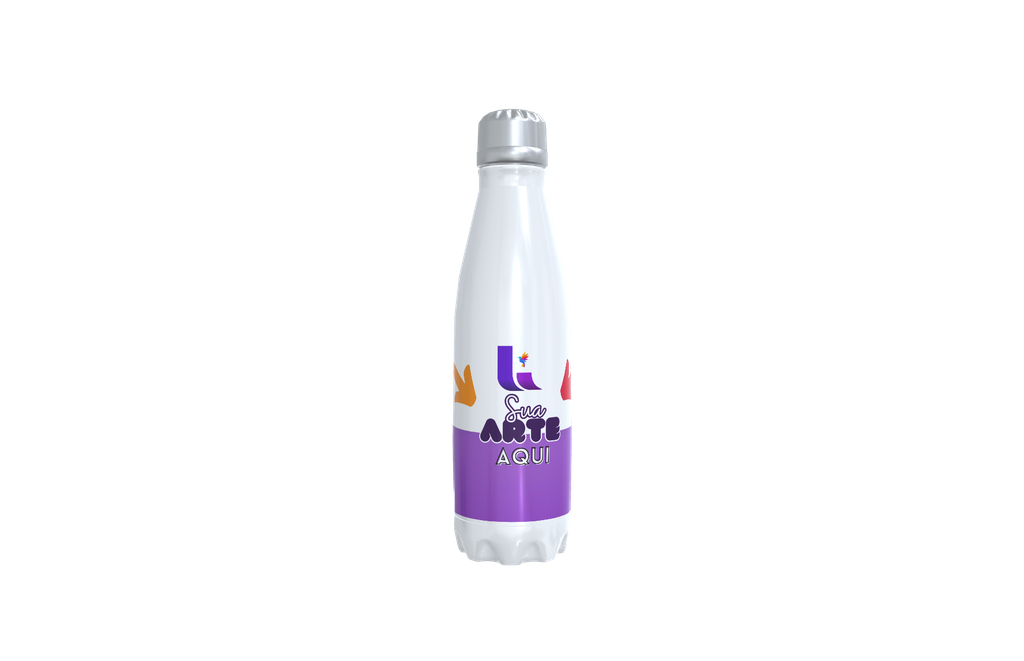 SQUEEZE PERSONALIZADA GARRAFA TÉRMICA INOX BRANCA 450ML