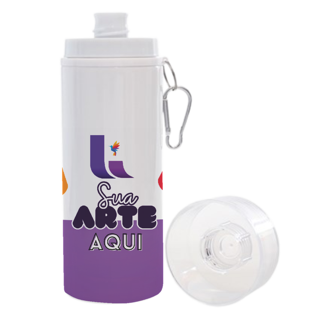 SQUEEZE PERSONALIZADA GARRAFA ALUMÍNIO TAMPA ACRILICA TRANSPARENTE 600ML