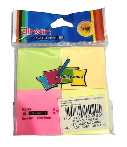 BLOCO ADESIVADO 76X76mm - POST-IT